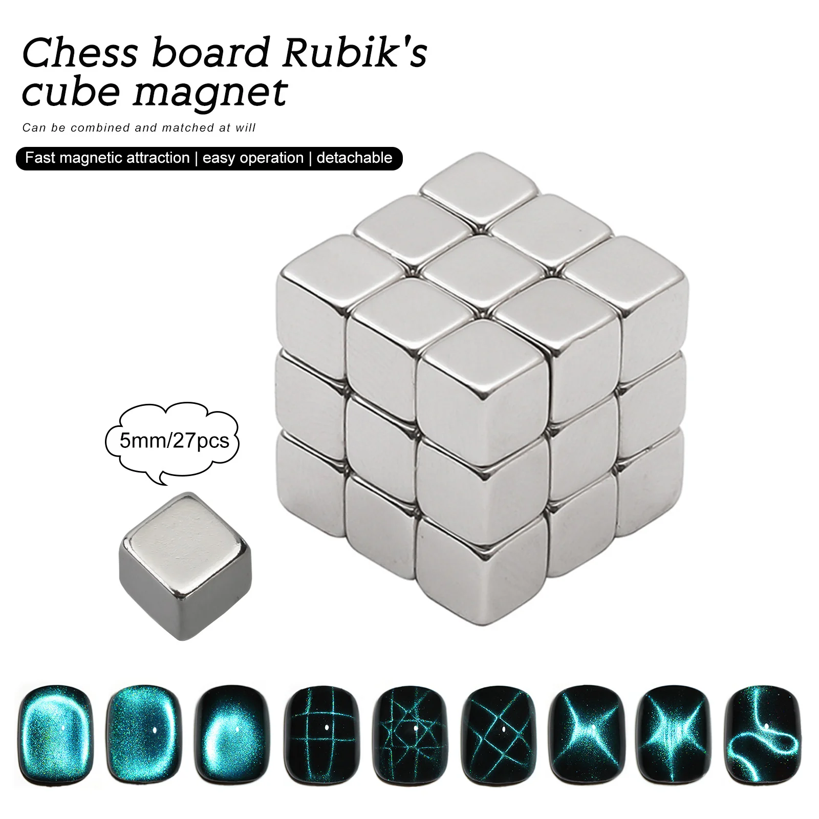 Chess Board Rubik's Cube Nail Magnet - DIY Nails Tool - Image 5