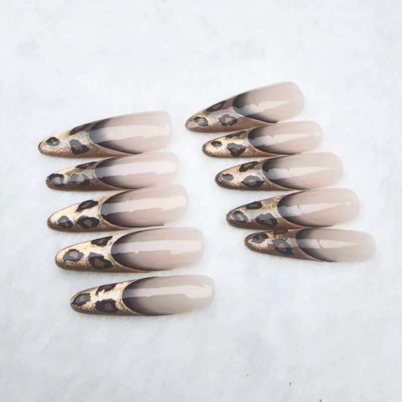 Handmade Reusable - Long Oval Nails - Tiger Print - Image 7